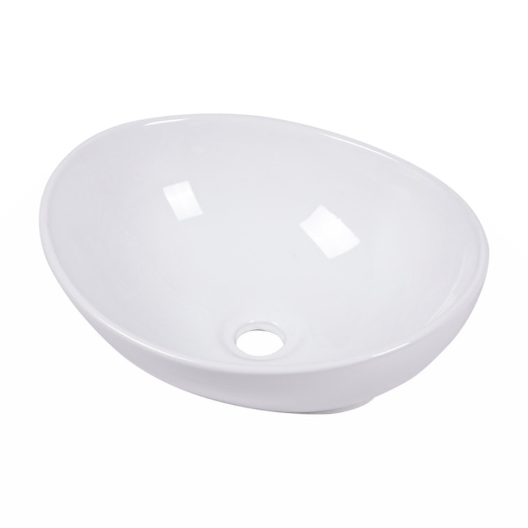 Glossy White Rectangular Ceramic Bathroom Sink