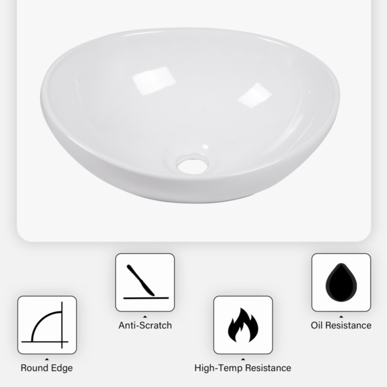 Glossy White Rectangular Ceramic Bathroom Sink