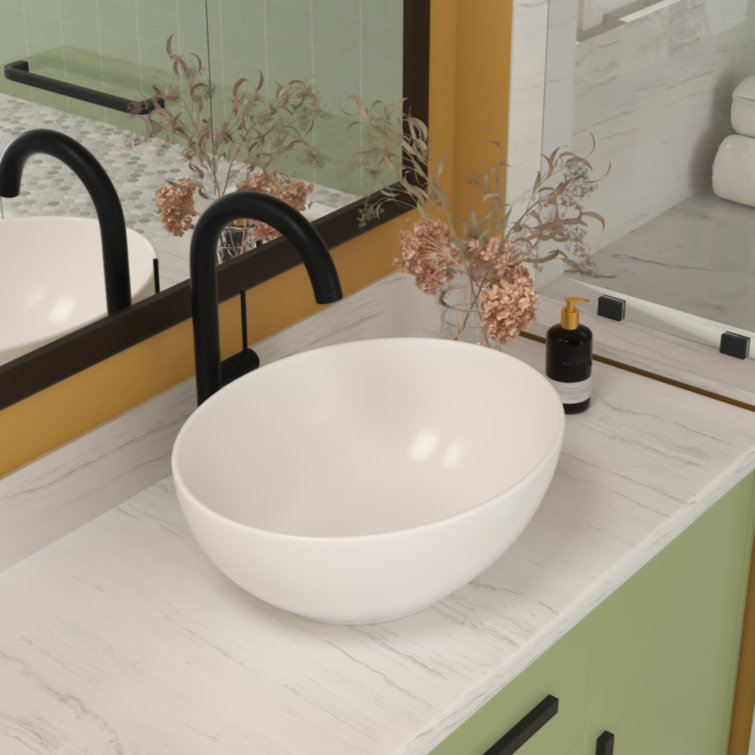 Glossy White Rectangular Ceramic Bathroom Sink