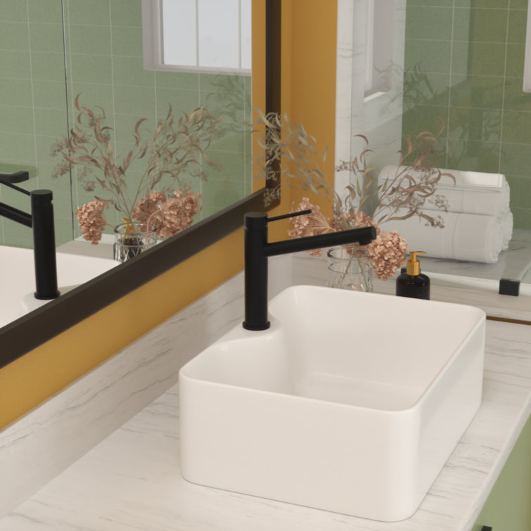 16'' White Ceramic Rectangular Bathroom Vessel Sink
