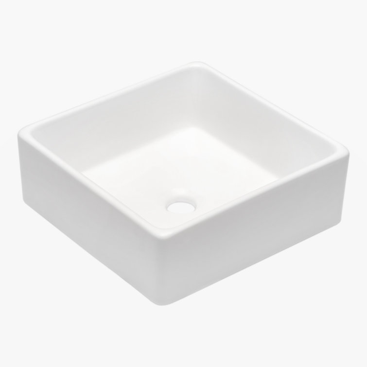 15'' x 15'' White Gloss Ceramic Square Vessel Sink