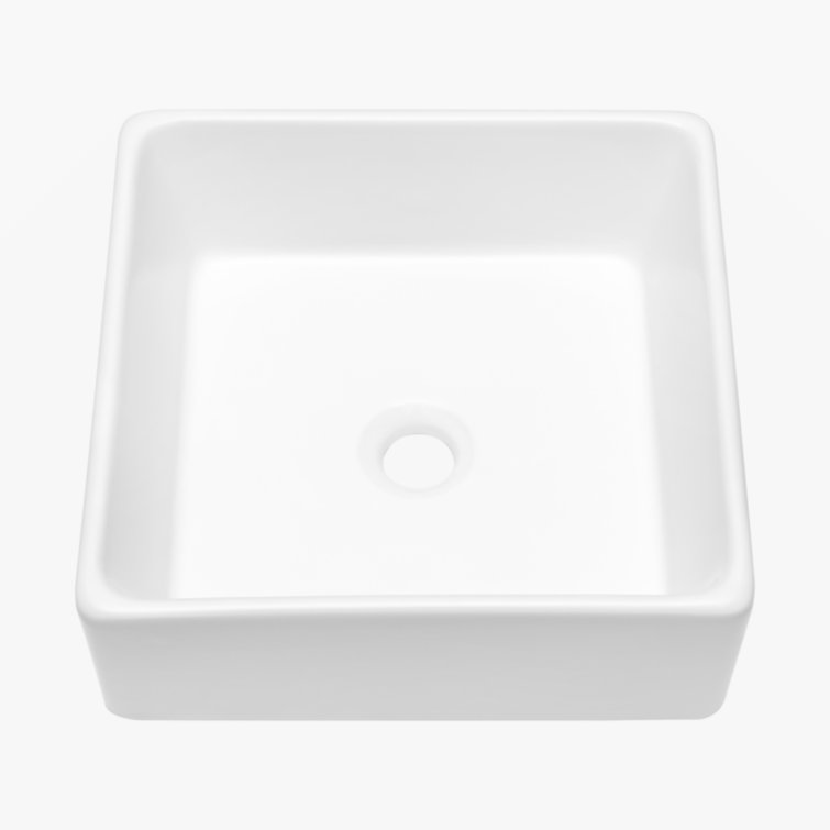 15'' x 15'' White Gloss Ceramic Square Vessel Sink
