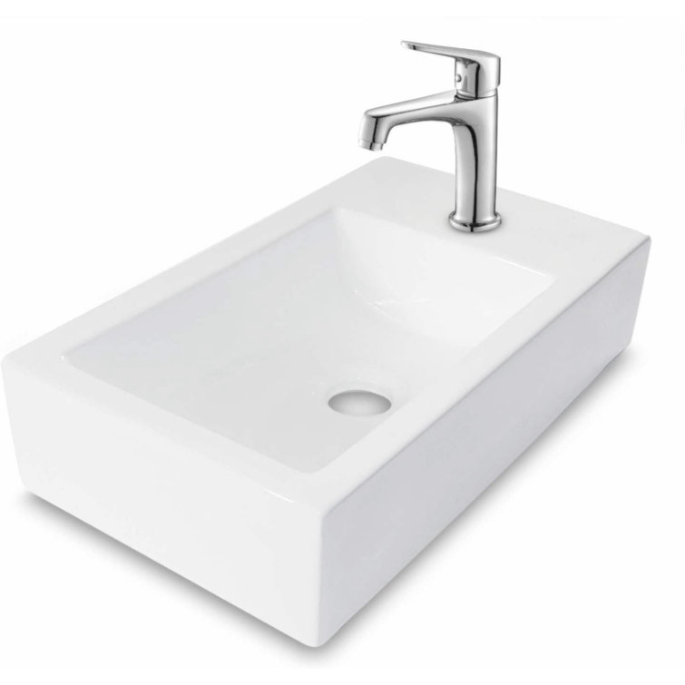 18'' White Ceramic Rectangular Wall-Mount Bathroom Sink