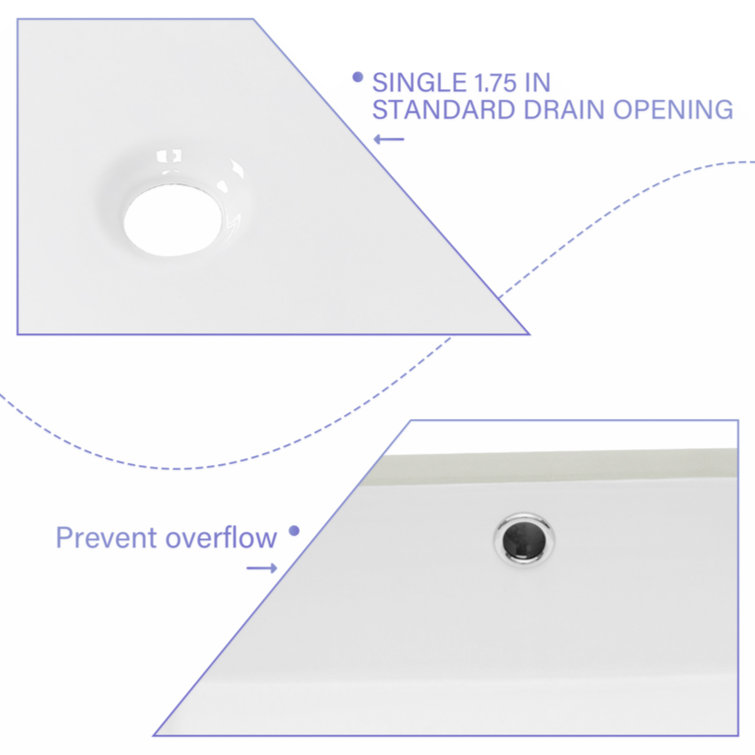 Hewei 14'' White Ceramic Rectangular Undermount Bathroom Sink
