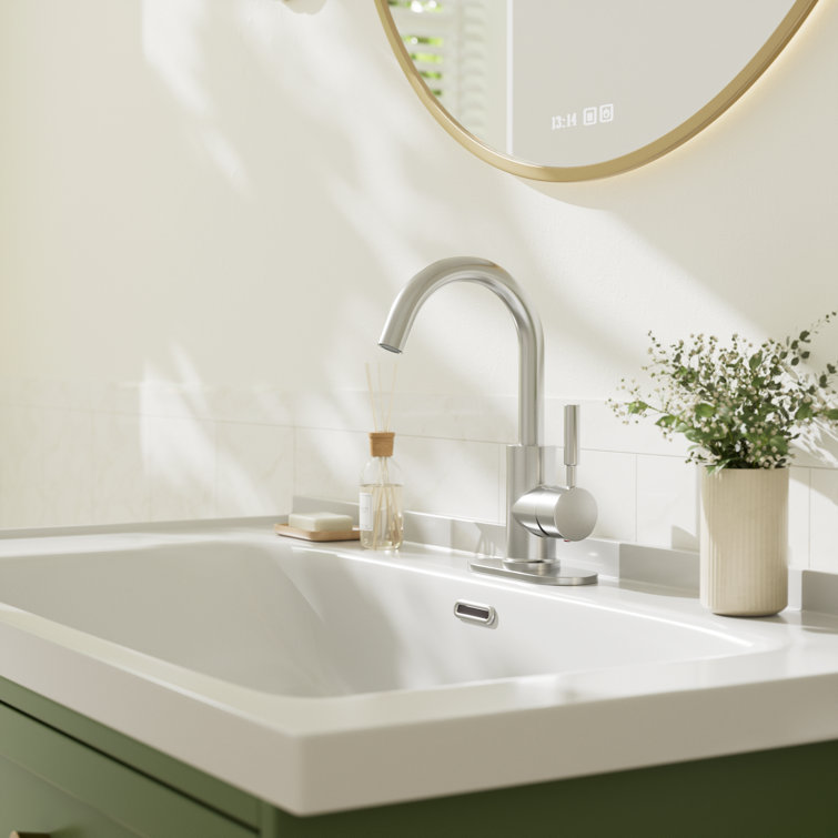 Brushed Nickel Single-Handle Bathroom Faucet with Metal Drain