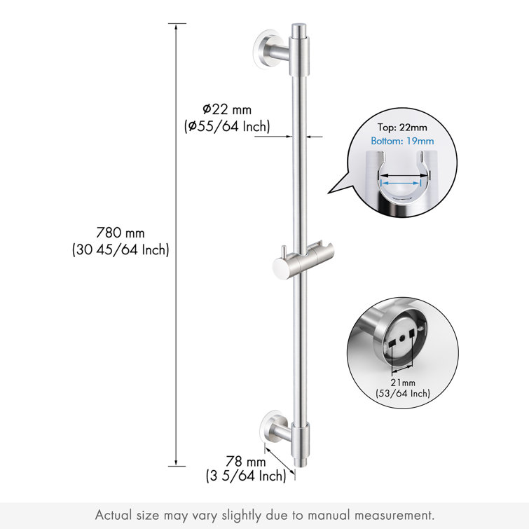 30-Inch Stainless Steel Adjustable Shower Slide Bar
