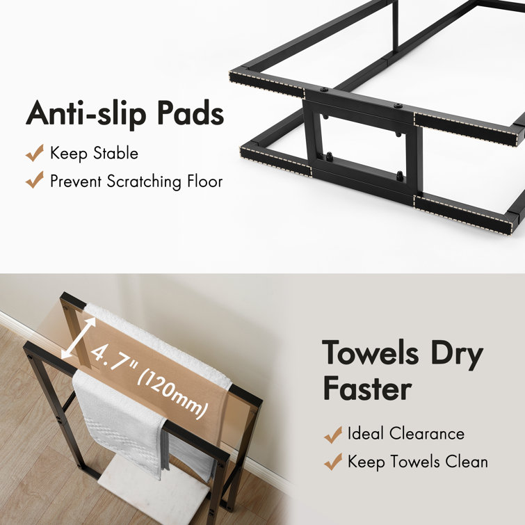 Matte Black Freestanding Towel Rack with Marble Base