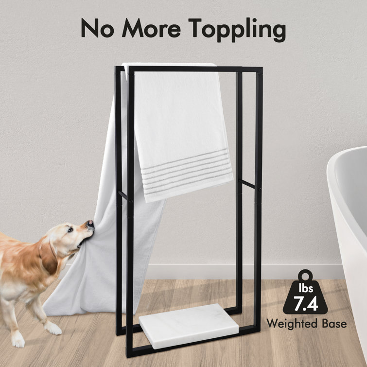 Matte Black Freestanding Towel Rack with Marble Base