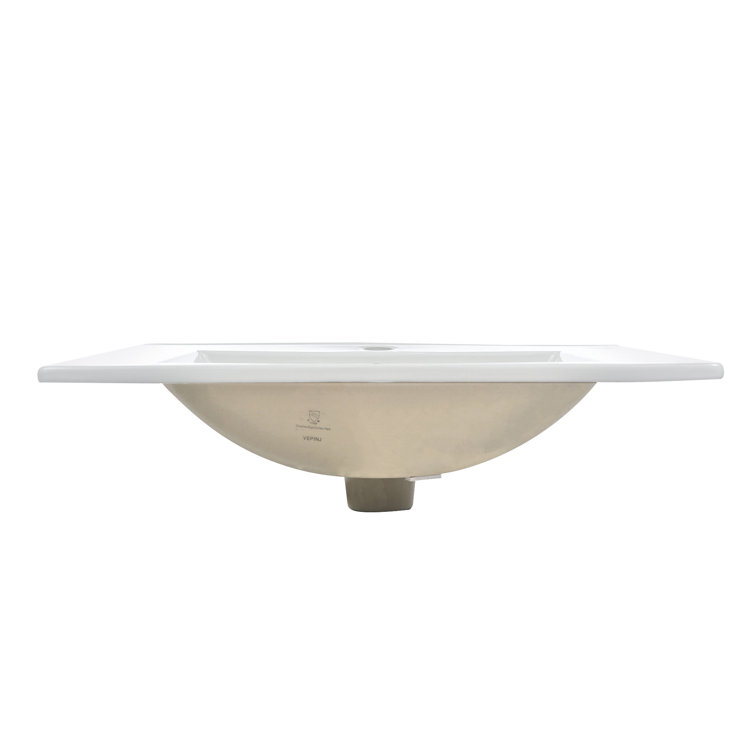 24'' White Ceramic Rectangular Single Vanity Top Sink
