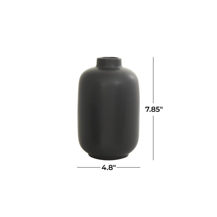 Black Round Ceramic Minimalist Table Vase