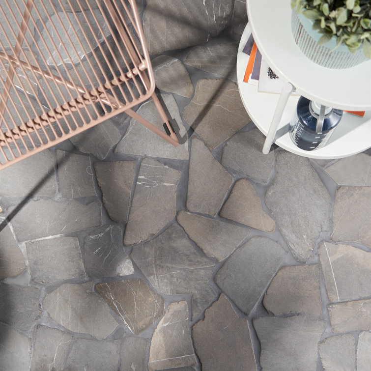 Java Gray 39" x 39" Honed Marble Mosaic Tile