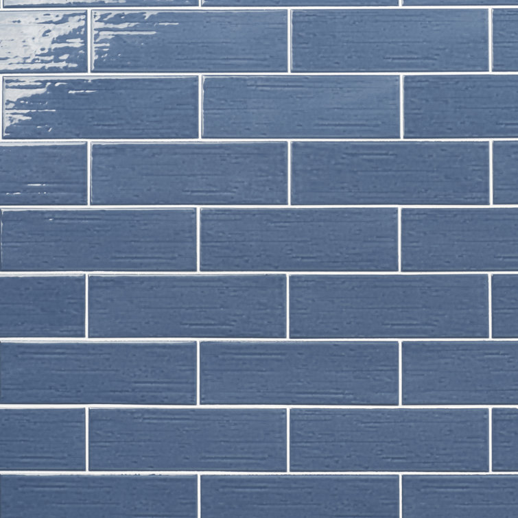 Hearth Blue Polished Porcelain Subway Wall Tile 3" x 9"