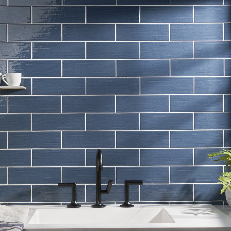 Hearth Blue Polished Porcelain Subway Wall Tile 3" x 9"