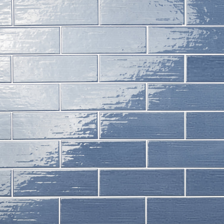 Hearth Blue Polished Porcelain Subway Wall Tile 3" x 9"