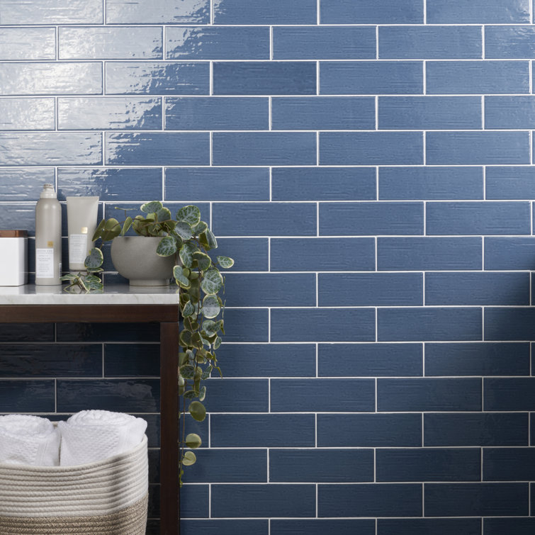 Hearth Blue Polished Porcelain Subway Wall Tile 3" x 9"