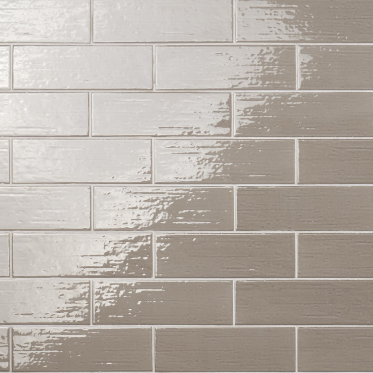 Hearth Collection Dark Gray Polished Porcelain Subway Tile 3" x 9"