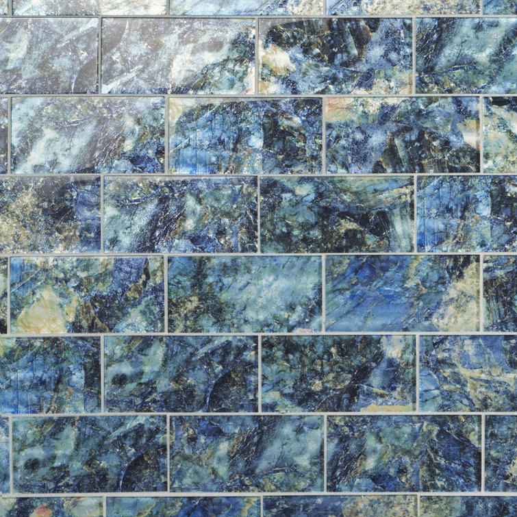 Astral Blue Polished Glass Rectangular Wall Tile