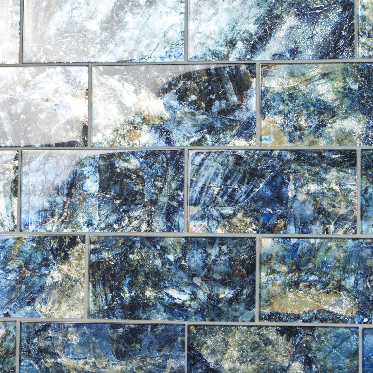Astral Blue Polished Glass Rectangular Wall Tile