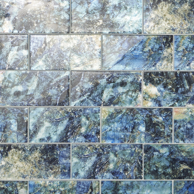 Astral Blue Polished Glass Rectangular Wall Tile
