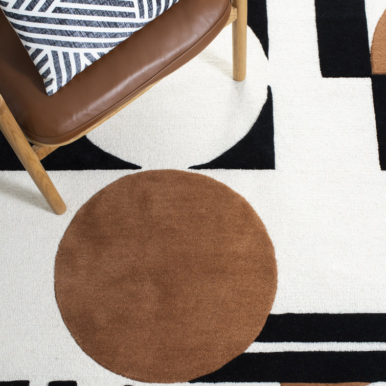 Antoni Black and Brown Geometric Wool Rug 5' x 8'