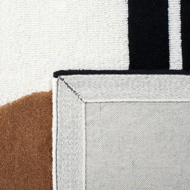 Antoni Black and Brown Geometric Wool Rug 5' x 8'
