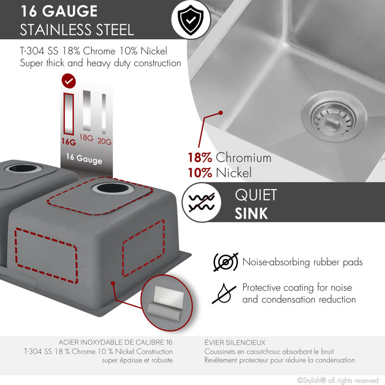 Stylish 31" Dual-Mount Double Bowl Stainless Steel Kitchen Sink