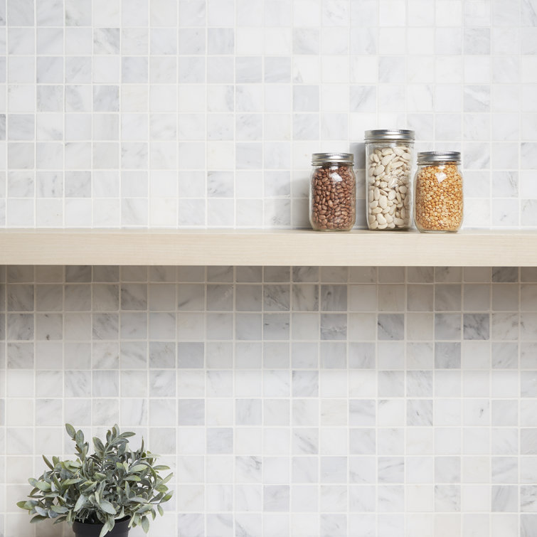 White 12x12 Honed Marble Mosaic Tile