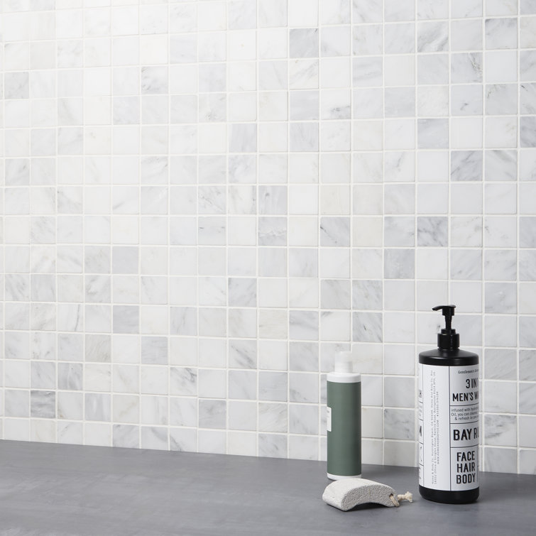 White 12x12 Honed Marble Mosaic Tile