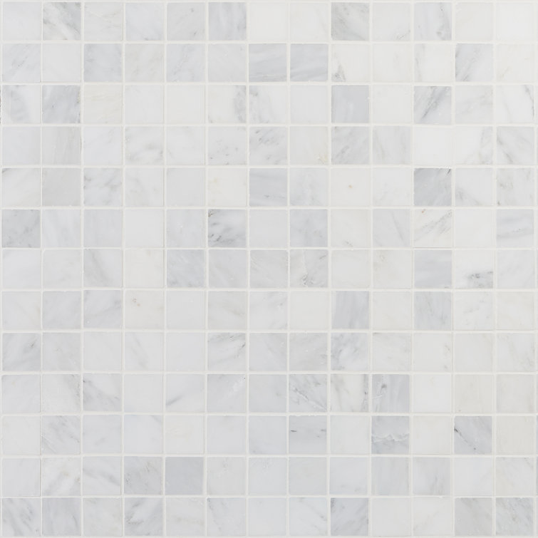 White 12x12 Honed Marble Mosaic Tile