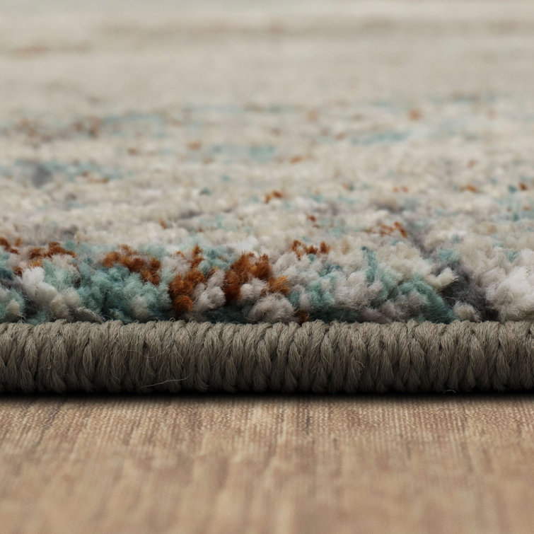 Dim Grey Geometric Wool and Synthetic Area Rug