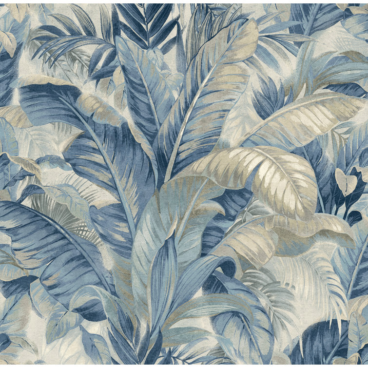Luna Blue Tropical Palm Self-Adhesive Vinyl Wallpaper