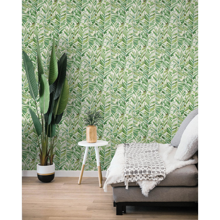 Green Tropical Palm Peel and Stick Wallpaper Roll