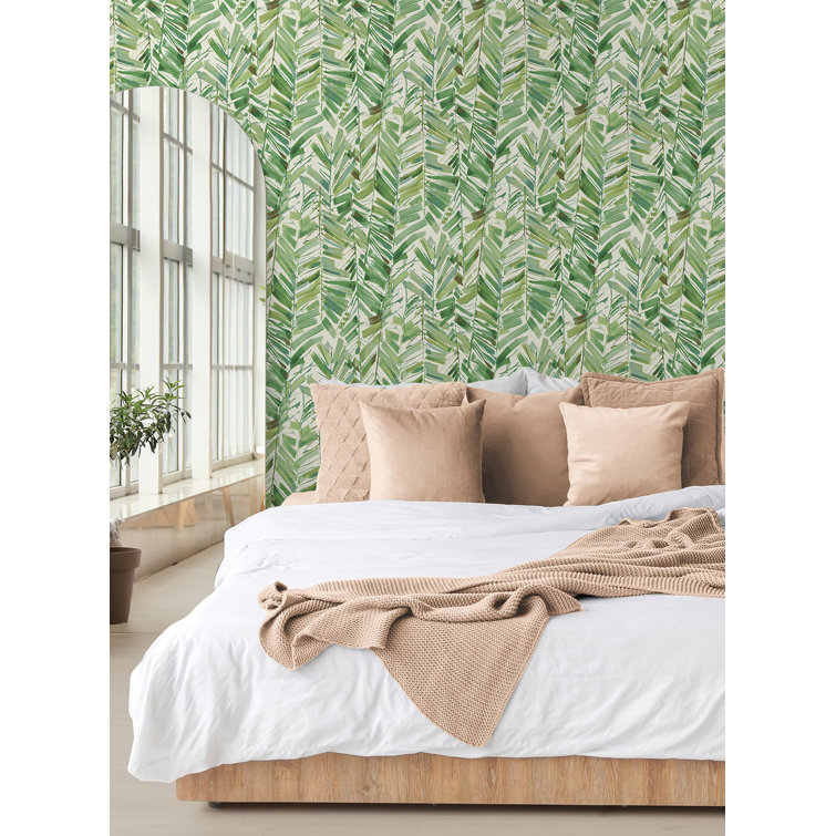 Green Tropical Palm Peel and Stick Wallpaper Roll