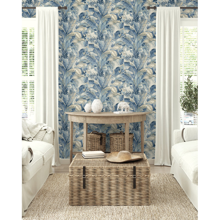 Luna Blue Tropical Palm Self-Adhesive Vinyl Wallpaper