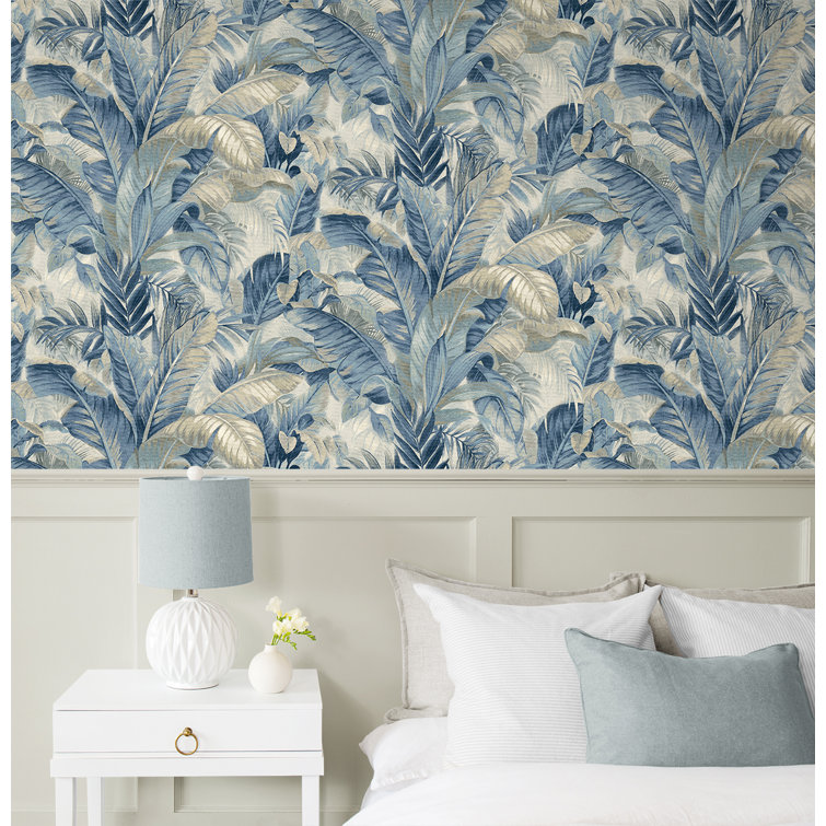 Luna Blue Tropical Palm Self-Adhesive Vinyl Wallpaper