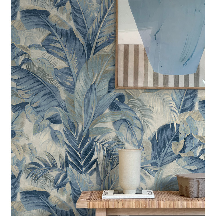 Luna Blue Tropical Palm Self-Adhesive Vinyl Wallpaper