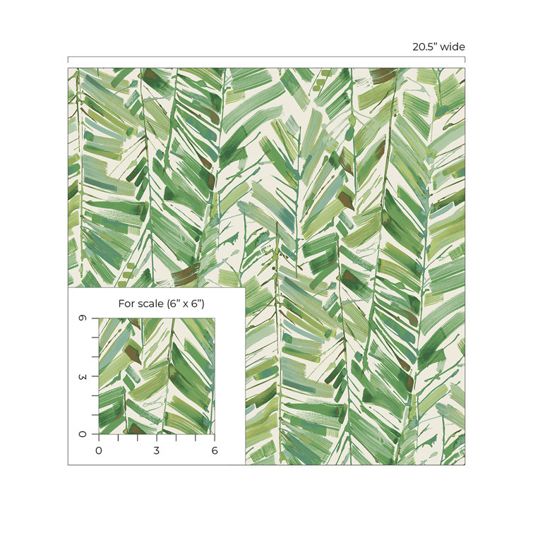Green Tropical Palm Peel and Stick Wallpaper Roll