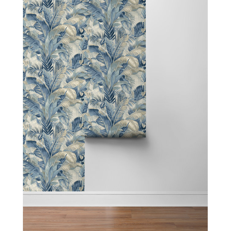 Luna Blue Tropical Palm Self-Adhesive Vinyl Wallpaper