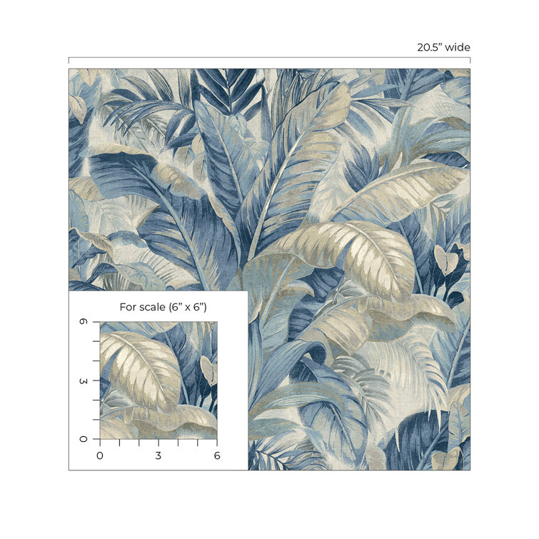 Luna Blue Tropical Palm Self-Adhesive Vinyl Wallpaper