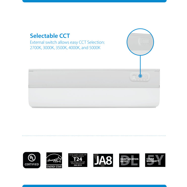 12-Inch Adjustable White LED Under Cabinet Light Bar