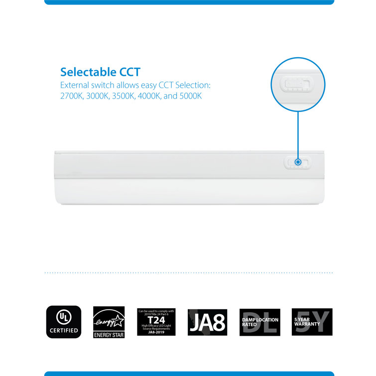 18-Inch White Adjustable LED Under Cabinet Light Bar