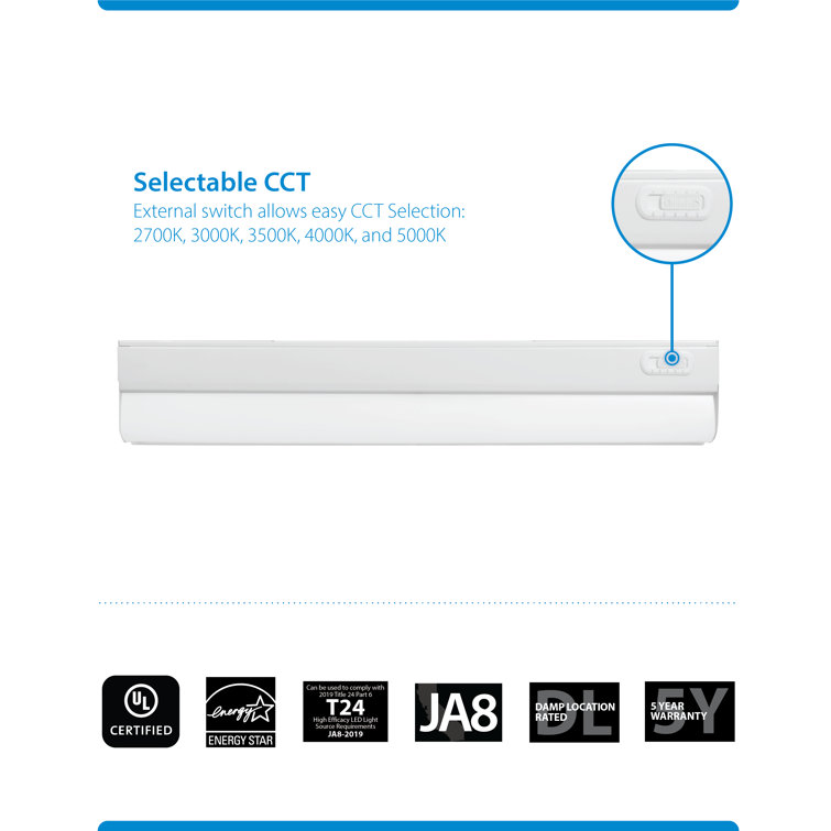 21-inch Matte White Metal LED Under Cabinet Light Bar
