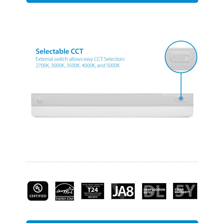 24-Inch White Adjustable LED Under Cabinet Light Bar
