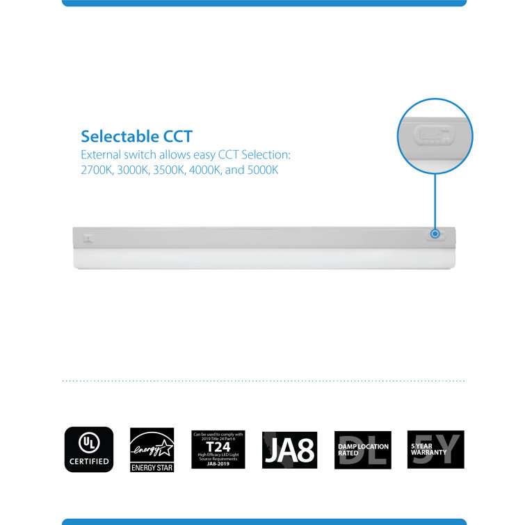 33-Inch White Adjustable LED Under Cabinet Light Bar