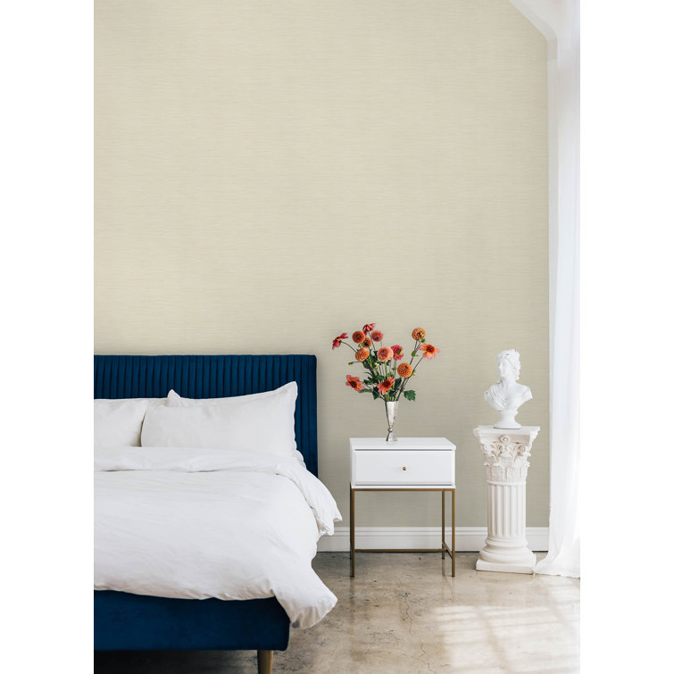 Stella Cream Grasscloth Peel and Stick Wallpaper Roll