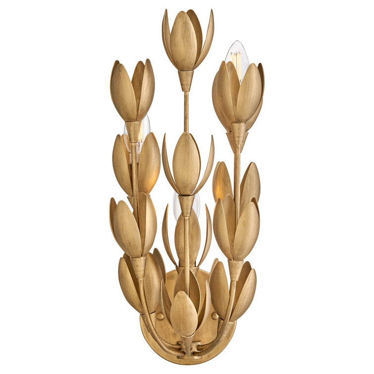 Flora Burnished Gold Botanical 3-Light Wall Sconce