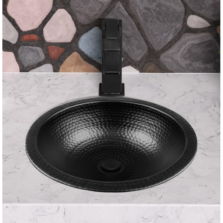 Black Hand Hammered Aluminum 16" Round Bathroom Sink