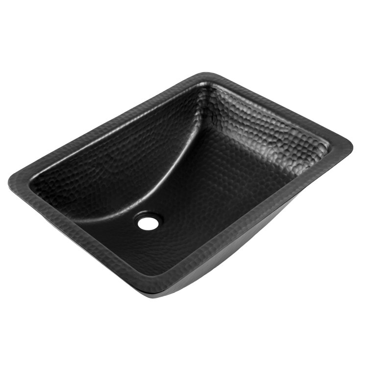 Black Hand Hammered Aluminum Rectangular Bathroom Sink 21"
