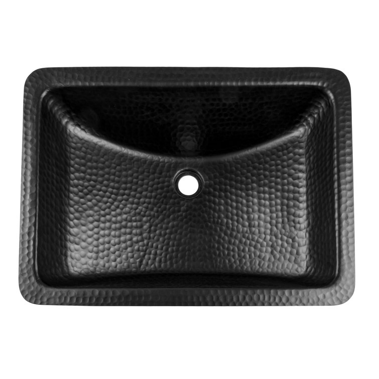 Black Hand Hammered Aluminum Rectangular Bathroom Sink 21"