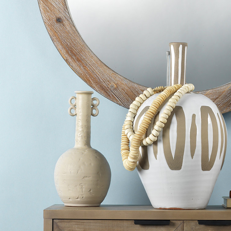 Beige Handmade Ceramic Decorative Table Vase